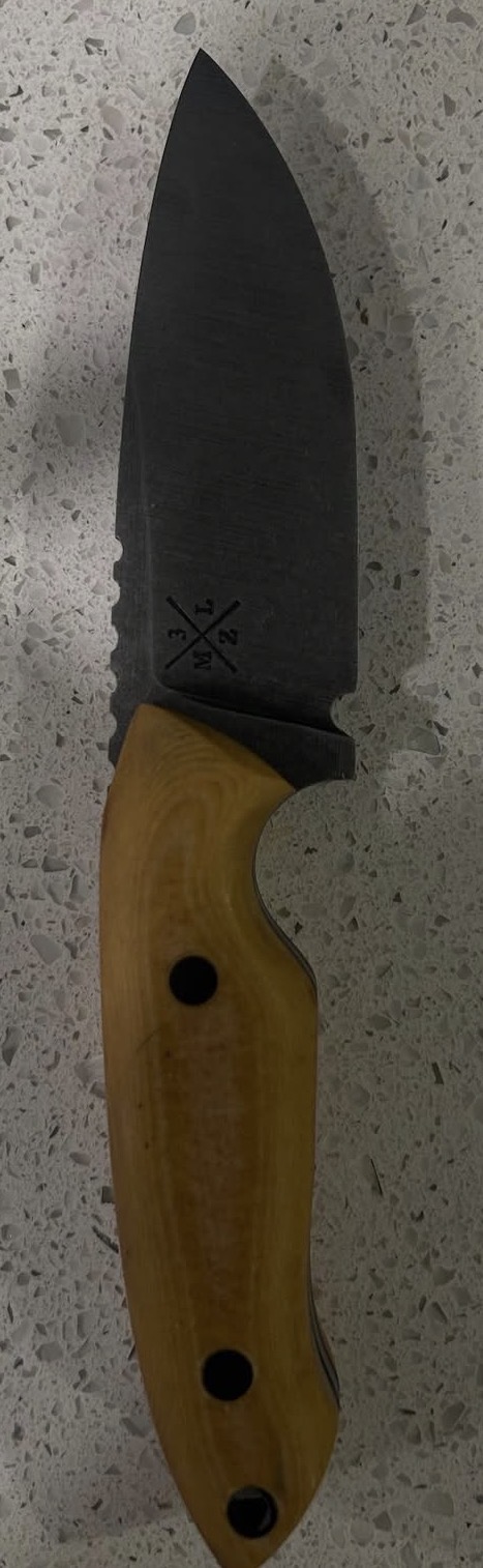 Knife with natural wood handle